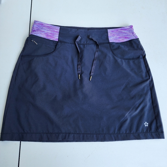 Tuff Athletics Women’s Skort Skirt Black Purple Pull On Stretch Active Mini Sz M - Picture 1 of 11